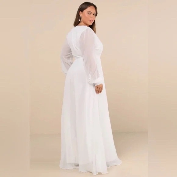 Lulus My‎ Whole Heart White Long Sleeve Wrap Dress Size XL - Picture 11 of 14
